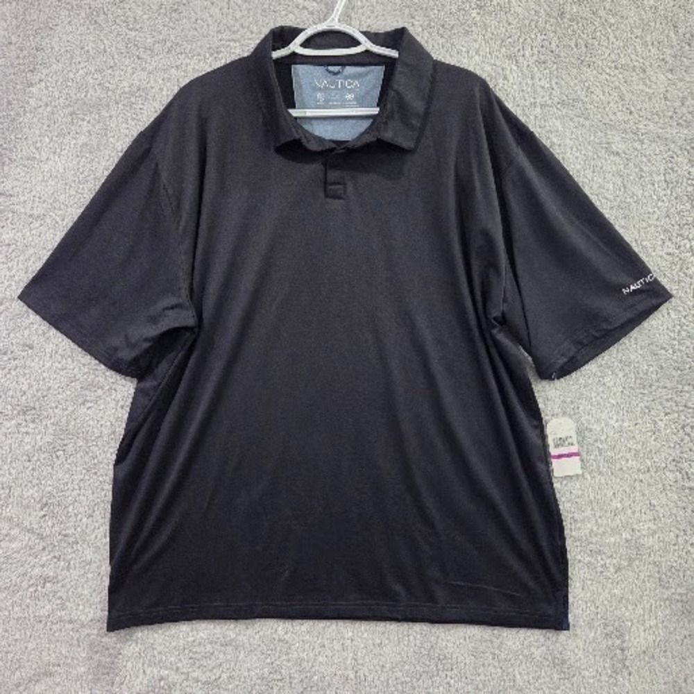 Nautica Men's 2XL Saltwater Stretch Performance Polo Shirt Onyx Black NWT‎
